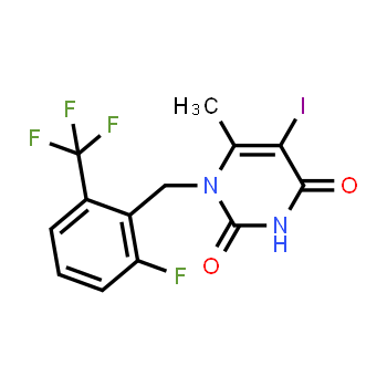 1150560-54-5 | 1-{[2-fluoro-6-(trifluoromethyl)phenyl]methyl}-5-iodo-6-methyl-1,2,3,4-tetrahydropyrimidine-2,4-dione