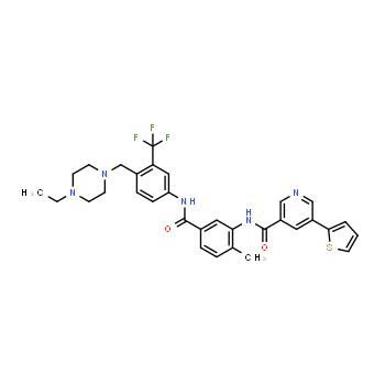 1186206-79-0 | N-(5-((4-((4-ethylpiperazin-1-yl)methyl)-3-(trifluoromethyl)phenyl)carbamoyl)-2-methylphenyl)-5-(thiophen-2-yl)nicotinamide