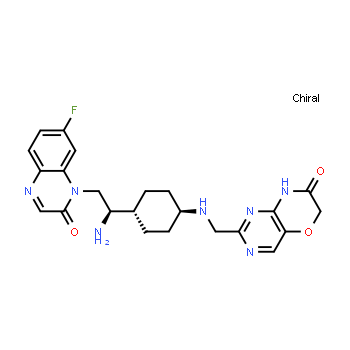 1227303-13-0 | 6H-Pyrimido[5,4-b][1,4]oxazin-7(8H)-one, 2-[[[trans-4-[(1R)-1-amino-2-(7-fluoro-2-oxo-1(2H)-quinoxalinyl)ethyl]cyclohexyl]amino]methyl]-