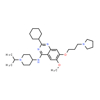 1255580-76-7 | 2-cyclohexyl-N-(1-isopropylpiperidin-4-yl)-6-methoxy-7-(3-(pyrrolidin-1-yl)propoxy)quinazolin-4-amine