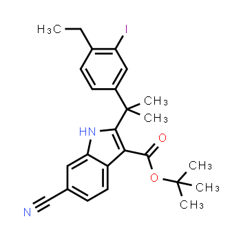 1256584-75-4 | tert-butyl 6-cyano-2-(2-(4-ethyl-3-iodophenyl)propan-2-yl)-1H-indole-3-carboxylate