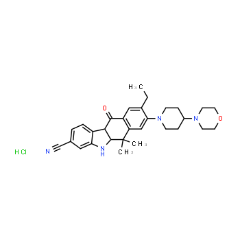 1256589-74-8 | 9-ethyl-6,6-diMethyl-8-(4-Morpholinopiperidin-1-yl)-11-oxo-5a,6,11,11a-tetrahydro-5H-benzo[b]carbazole-3-carbonitrile hydrochloride