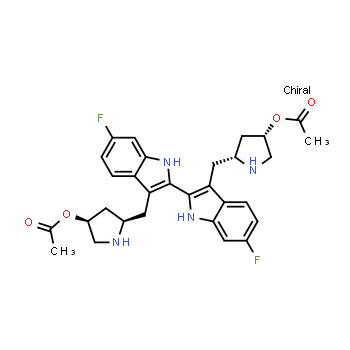 1260251-26-0 | (3S,5R)-5-[(3'-{[(2R,4S)-4-(acetyloxy)pyrrolidin-2-yl]methyl}-6,6'-difluoro-1H,1'H-[2,2'-biindole]-3-yl)methyl]pyrrolidin-3-yl acetate