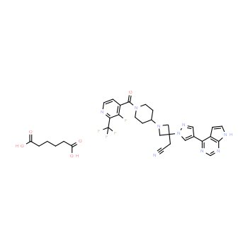 1334302-63-4 | 3-azetidineacetonitrile, 1-[1-[[3-fluoro-2-(trifluoromethyl)-4-pyridinyl]carbonyl]-4-piperidinyl]-3-[4-(1h-pyrrolo[2,3-b]pyridin-4-yl)-1h-pyrazol-1-yl]-,hexanedioic acid salt