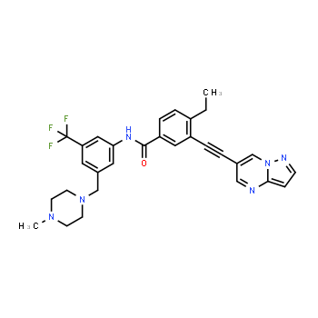 1429617-90-2 | 4-ethyl-N-{3-[(4-methylpiperazin-1-yl)methyl]-5-(trifluoromethyl)phenyl}-3-(2-{pyrazolo[1,5-a]pyrimidin-6-yl}ethynyl)benzamide