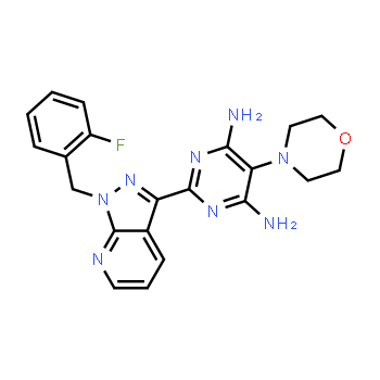 256498-66-5 | 2-[1-[(2-fluorophenyl)methyl]pyrazolo[3,4-b]pyridin-3-yl]-5-morpholin-4-ylpyrimidine-4,6-diamine