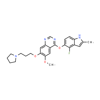 288383-20-0 | 4-((4-fluoro-2-methyl-1H-indol-5-yl)oxy)-6-methoxy-7-(3-(pyrrolidin-1-yl)propoxy)quinazoline