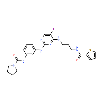 702675-74-9 | N-(3-((5-iodo-4-((3-(thiophene-2-carboxamido)propyl)amino)pyrimidin-2-yl)amino)phenyl)pyrrolidine-1-carboxamide