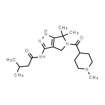 718630-59-2 | N-(6,6-dimethyl-5-(1-methylpiperidine-4-carbonyl)-1,4,5,6-tetrahydropyrrolo[3,4-c]pyrazol-3-yl)-3-methylbutanamide