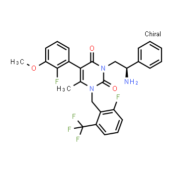 830346-50-4 | 3-[(2R)-2-Amino-2-phenylethyl]-5-(2-fluoro-3-methoxyphenyl)-1-[[2-fluoro-6-(trifluoromethyl)phenyl]methyl]-6-methyl-2,4(1H,3H)-pyrimidinedione