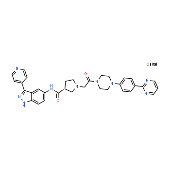 942183-80-4 | (R)-1-(2-oxo-2-(4-(4-(pyrimidin-2-yl)phenyl)piperazin-1-yl)ethyl)-N-(3-(pyridin-4-yl)-1H-indazol-5-yl)pyrrolidine-3-carboxamide